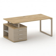 Стол руководителя с опорной тумбой , левый Шифт 1800*904*753 SK.SRT-180.P (L) Тиквуд Светлый/Капучино/Металл Капучино