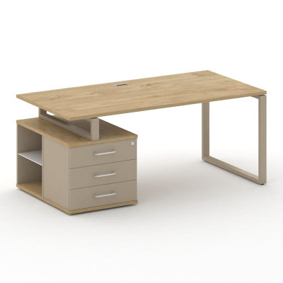 Шифт Стол руководителя с опорной тумбой , левый SK.SRT-180.P (L) Тиквуд Светлый/Капучино/Металл Капу