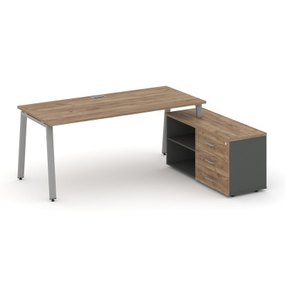 Style Project Direct Стол письменный с греденцией правой SN-6A.SRG-016.M(R) Дуб Табак/Антрацит/Дуб Т