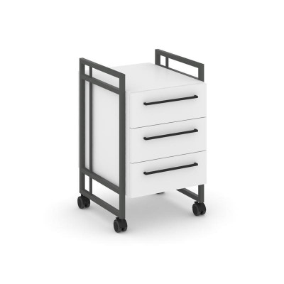 Rift Direct Тумба мобильная RF.TMR-001 Белый Бриллиант/Металл Антрацит/Черный Ручки 424*500*680