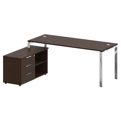 Metal System Direct Стол руковод. с тумбой БГ.СРТ-5.7 (L) Венге Цаво/Нержавеющая Сталь 1900*1520*750