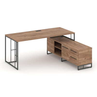 Rift Direct Стол руководителя на опорной тумбой RF.SRT-24 (R) Дуб Табак/Металл Антрацит/Черный Ручки