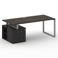 Шифт Стол руководителя с опорной тумбой , левый SK.SRT-200.P (L) Дуб Мали/Антрацит NEW/Металл Серый