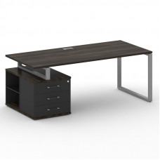 Стол руководителя с опорной тумбой , левый Шифт 2000*904*753 SK.SRT-200.P (L) Дуб Мали/Антрацит NEW/Металл Серый
