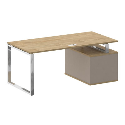Шифт Стол руководителя с опорной тумбой, левый SK.SRT-180 (L) Тиквуд Светлый/Капучино 1800*904*753