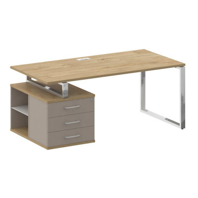 Шифт Стол руководителя с опорной тумбой, левый SK.SRT-180 (L) Тиквуд Светлый/Капучино 1800*904*753