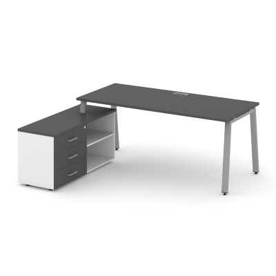 Style Project Direct Стол письменный с греденцией левой SN-6A.SRG-013.M(L) Антрацит/Белый/Антрацит/М