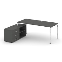 Style Project Direct Lux Стол письменный с греденцией левой M-SN-6P.SRG-024.M(L) Антрацит/Нержавеюща