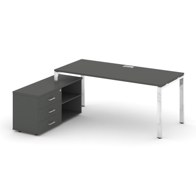 Style Project Direct Lux Стол письменный с греденцией левой M-SN-6P.SRG-024.M(L) Антрацит/Нержавеюща