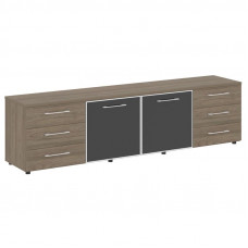 Yalta Тумба модульная LT.TS-4.2 black Вяз Благородный/Стекло Black 2188*450*580