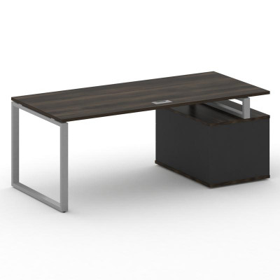 Шифт Стол руководителя с опорной тумбой , левый SK.SRT-200.P (L) Дуб Мали/Антрацит NEW/Металл Серый