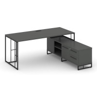 Rift Direct Стол руководителя на опорной тумбой RF.SRT-25 (R) Антрацит NEW/Металл Черный/Черный Ручк