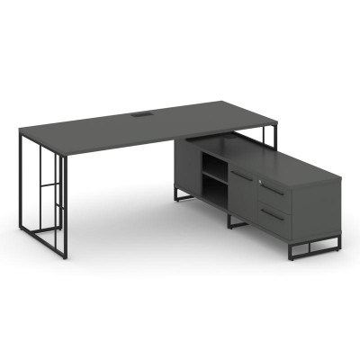 Rift Direct Стол руководителя на опорной тумбой RF.SRT-25 (R) Антрацит NEW/Металл Черный/Черный Ручк