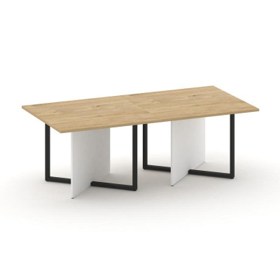 Шифт Стол переговорный, двойной, прямоугольный SK.SP-KV-110-2.P Тиквуд Светлый/Белый Бриллиант/Метал