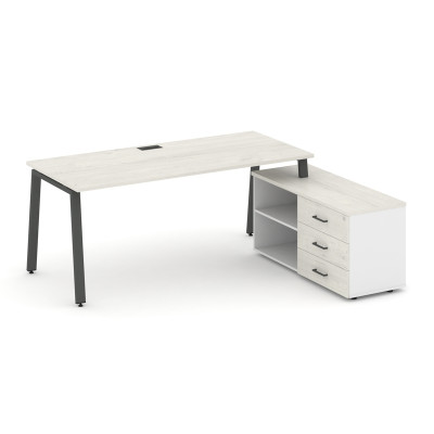 Style Project Direct Стол письменный с греденцией правой SN-6A.SRG-014.M(R) Дуб Наварра/Белый/Дуб На