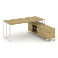 Rift Direct Стол руководителя на опорной тумбой RF.SRT-25 (R) Дуб Винченцо/Металл Белый/Белый Ручки