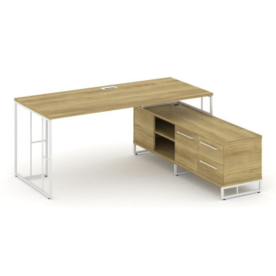 Rift Direct Стол руководителя на опорной тумбой RF.SRT-24 (R) Дуб Винченцо/Металл Белый/Белый Ручки