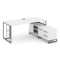 Rift Direct Стол руководителя на опорной тумбой RF.SRT-25 (R) Белый Бриллиант/Металл Антрацит/Черный