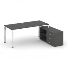 Style Project Direct Lux Стол письменный с греденцией правой M-SN-6P.SRG-016.M(R) Антрацит/Нержавеющ