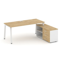 Style Project Direct Стол письменный с греденцией правой SN-6A.SRG-016.M(R) Тиквуд Светлый/Белый/Тик