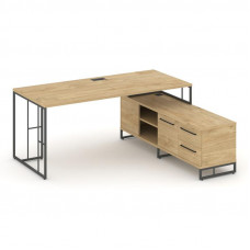 Rift Direct Стол руководителя на опорной тумбой RF.SRT-24 (R) Тиквуд Светлый/Металл Антрацит/Черный