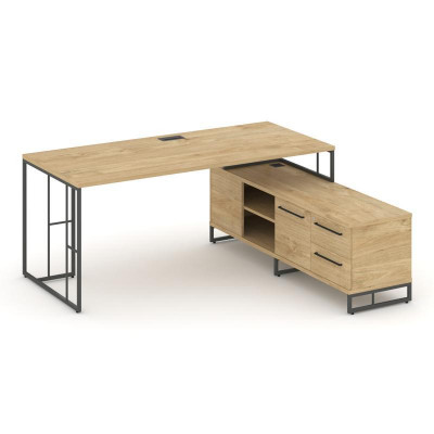 Rift Direct Стол руководителя на опорной тумбой RF.SRT-24 (R) Тиквуд Светлый/Металл Антрацит/Черный