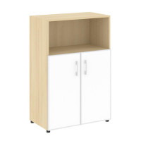 Шкаф офисный средний Ялта 800*450*1195 LT.ST-2.2 R black Акация Лорка/Стекло White