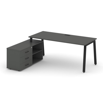 Style Project Direct Стол письменный с греденцией левой SN-6A.SRG-013.M(L) Антрацит/Металл Черный/За