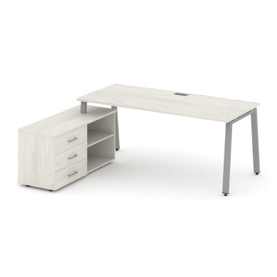 Style Project Direct Стол письменный с греденцией левой SN-6A.SRG-023.M(L) Дуб Наварра/Металл Серый/