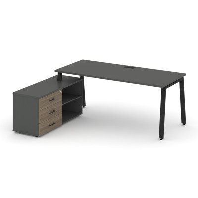 Style Project Direct Стол письменный с греденцией левой SN-6A.SRG-023.M(L) Антрацит/Антрацит/Вяз Бла