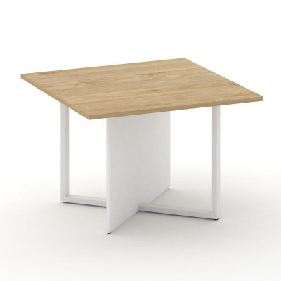 Шифт Стол переговорный, квадратный SK.SP-KV-110-1.P Тиквуд Светлый/Белый Бриллиант/Металл Белый 1100