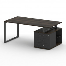 Стол руководителя с опорной тумбой , правый Шифт 1800*904*753 SK.SRT-180.P (R) Дуб Мали/Антрацит NEW/Металл Антрацит