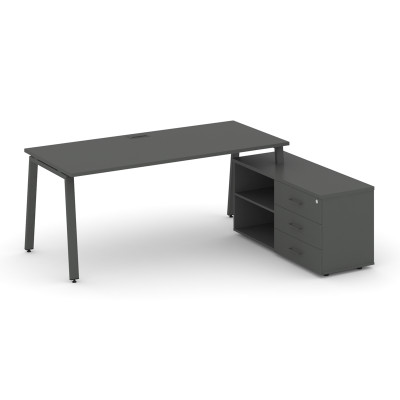 Style Project Direct Стол письменный с греденцией правой SN-6A.SRG-016.M(R) Антрацит/Металл Антрацит