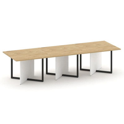 Шифт Стол переговорный, тройной, прямоугольный SK.SP-KV-110-3.P Тиквуд Светлый/Белый Бриллиант/Метал
