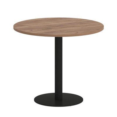 First Стол круглый KSPRG-1 Дуб Табак/Металл Черный 900*900*750