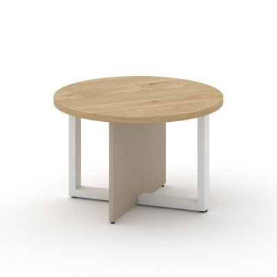 Шифт Стол журнальный, круглый SK.SG-KR-70.P Тиквуд Светлый/Капучино/Металл Белый 700*700*450