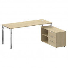 Metal System Direct Стол руковод. с тумбой БГ.СРТ-5.7 (R) Акация Лорка/Нержавеющая Сталь 1900*1520*7