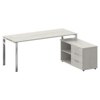 Metal System Direct Стол руковод. с тумбой БГ.СРТ-5.7 (R) Дуб Наварра/Нержавеющая Сталь 1900*1520*75