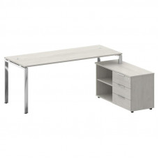 Metal System Direct Стол руковод. с тумбой БГ.СРТ-5.7 (R) Дуб Наварра/Нержавеющая Сталь 1900*1520*75