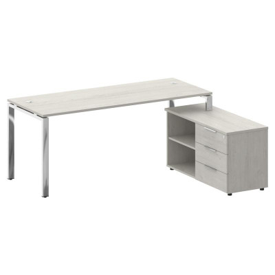 Metal System Direct Стол руковод. с тумбой БГ.СРТ-5.7 (R) Дуб Наварра/Нержавеющая Сталь 1900*1520*75