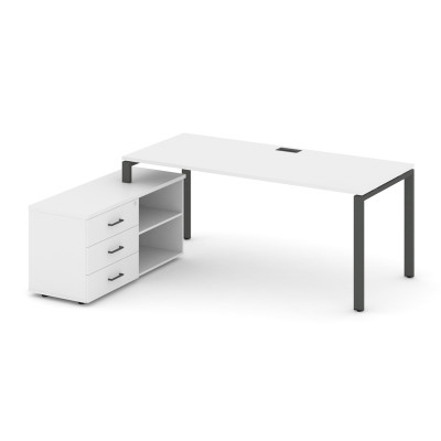 Style Project Direct Стол письменный с греденцией левой SN-6P.SRG-026.M(L) Белый/Металл Антрацит/Заг