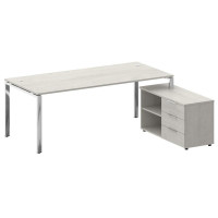 Metal System Direct Стол руковод. с тумбой БГ.СРТ-6.9 (R) Дуб Наварра/Нержавеющая Сталь 2100*1720*75