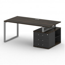 Стол руководителя с опорной тумбой , правый Шифт 1800*904*753 SK.SRT-180.P (R) Дуб Мали/Антрацит NEW/Металл Серый