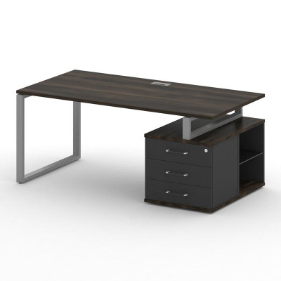 Шифт Стол руководителя с опорной тумбой , правый SK.SRT-180.P (R) Дуб Мали/Антрацит NEW/Металл Серый