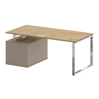 Шифт Стол руководителя с опорной тумбой, правый SK.SRT-180 (R) Тиквуд Светлый/Капучино 1800*904*753