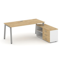 Style Project Direct Стол письменный с греденцией правой SN-6A.SRG-013.M(R) Тиквуд Светлый/Белый/Тик