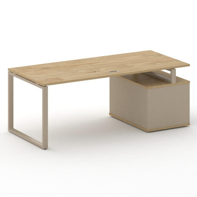 Шифт Стол руководителя с опорной тумбой , левый SK.SRT-200.P (L) Тиквуд Светлый/Капучино/Металл Капу