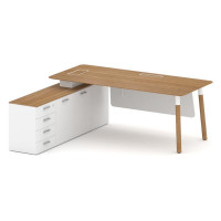 Fresco Стол руководителя FR.SR-20 (L) Дуб Светлый/Белый Бриллиант UM/Металл Белый/Нерж. Сталь 2000*1