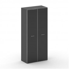 Шкаф офисный широкий высокий Фреско 896*460*2000 FR.ST-103 black Базальт UM/Лакобель Черный/Хром