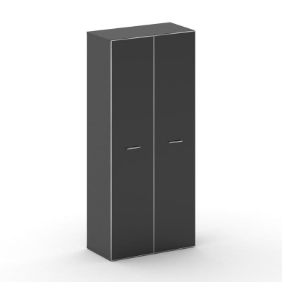 Шкаф офисный широкий высокий Фреско 896*460*2000 FR.ST-103 black Базальт UM/Лакобель Черный/Хром